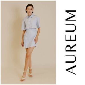 Aureum The Label Baby Blue Poplin Cut Out Dress Size XS